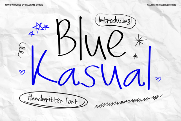 Blue Kasual Handwritten Font: A Playful Design Asset